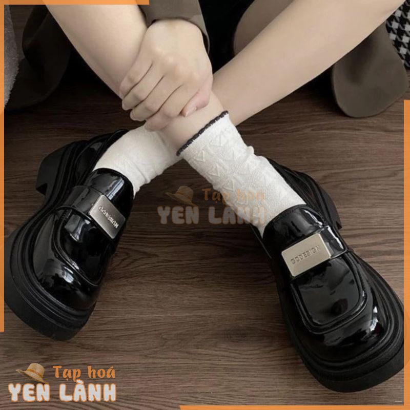 [SHIN] Giày xuka nữ – giày Moca kiểu LOAFER nữ đế cao 5cm – Giày da nữ đính khuy phong cách Hàn Quốc