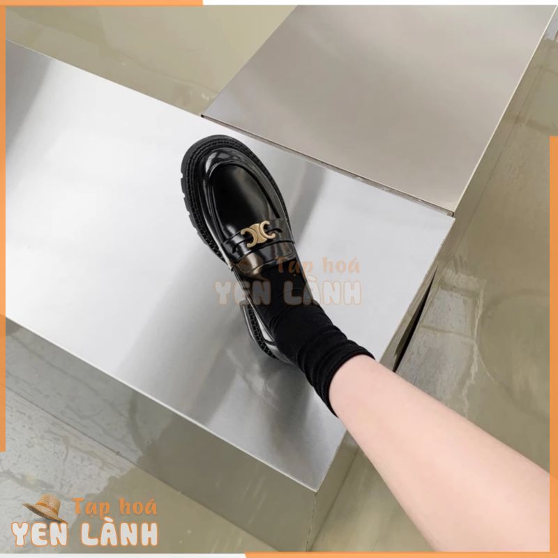 [SẴN HÀNG]Giày da lười nữ loafer mũi tròn phong cách Retro cao cấp