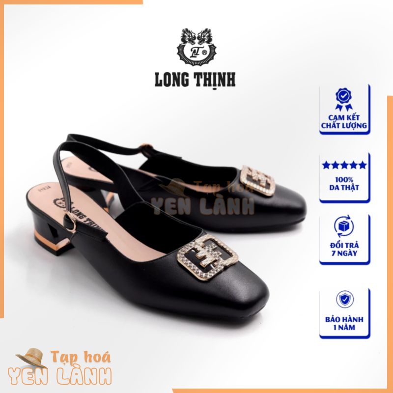 [LONG THỊNH ] Giày Slingback mũi vuông, cao 3 phân da bò cao cấp thời trang nữ [ VC840 ]