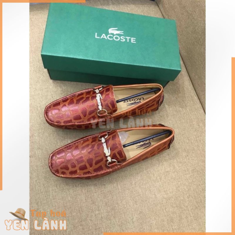 Giày lười da cho nam hiệu Lacoste da thật dập vân cá sấu cao cấp