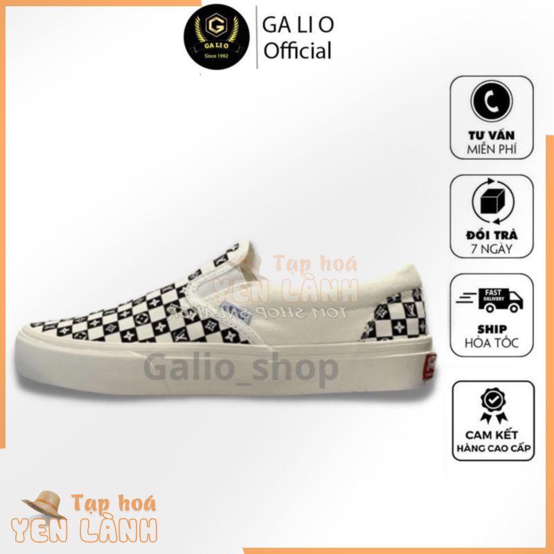 [ Chính Hãng ]  Giày vans LV caro lười slip on bản trung cao cấp full size nam nữ đủ túi hôp phụ kiện