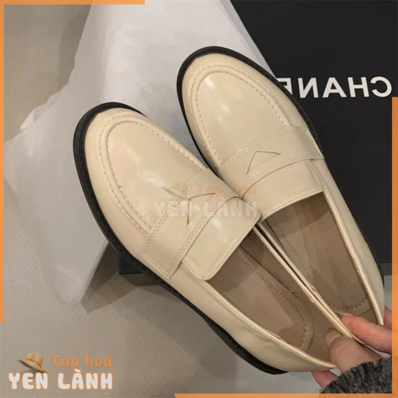 Giày Lười Nữ Moccasin Loafer, Giày Tây Nữ Loafer Cao Cấp Hàn Quốc Ulzzang Văn Phòng Đế Bệt 3 Phân Trơn  6331