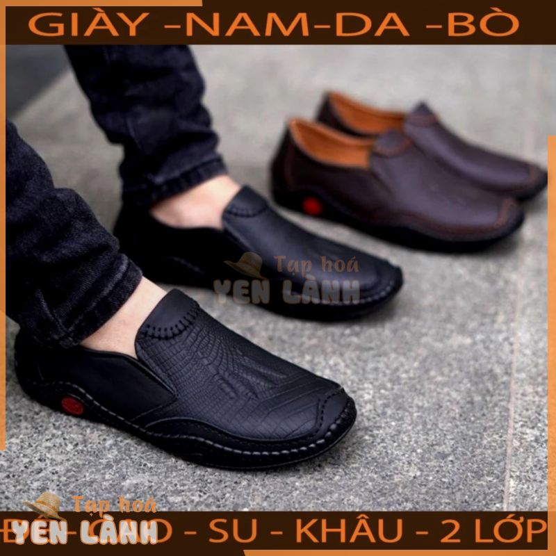 Giày lười nam da ⚡SALE GIÁ GỐC⚡dập vân sang trọng đẳng cấp, đế khâu 2 lớp siêu bền – bảo hành 12 tháng