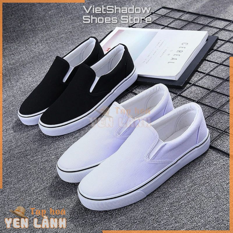 Slip on nam – Giày lười vải nam LEiNiER – Chất liệu vải bố sợi cotton 3 màu đen, trắng và đen tuyền – Mã SP 228