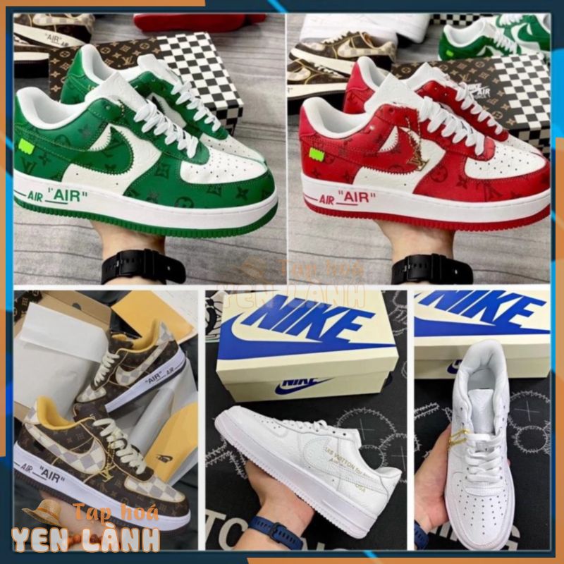 Giày Sneaker air AF1 LV Nâu, Trắng, Xanh Lá, Đỏ, Giày thể thao Force 1 LV Low mix nam nữ bản mới cực chất trend 2022