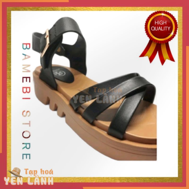 Giày sandal nữ cao 4 phân quai đen kiểu dáng quai mảnh thời trang cho nữ sinh đi học mang với áo dài