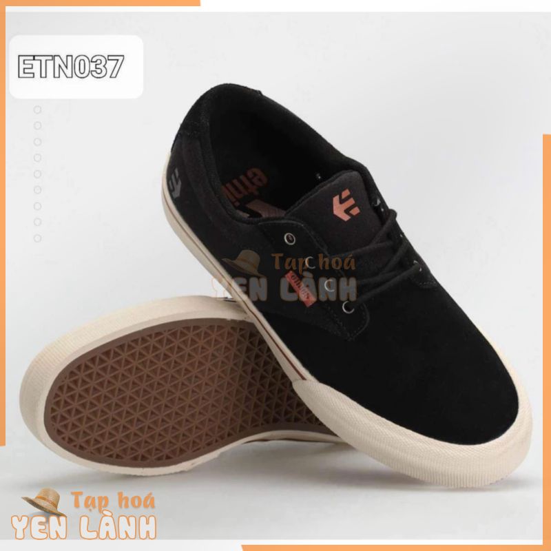 Giày Etnies xuất khẩu cho Nam nữ màu đen, logo cam đất dành cho trượt ván, đạp xe