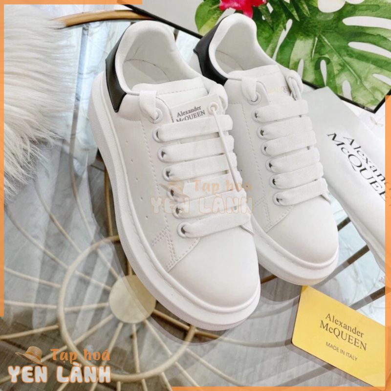 Giày MCQueen trắng nam nữ độn đế ❤️ Giày thể thao nam nữ sneaker MCQ trắng gót nhung dây lụa cao cấp Full Box