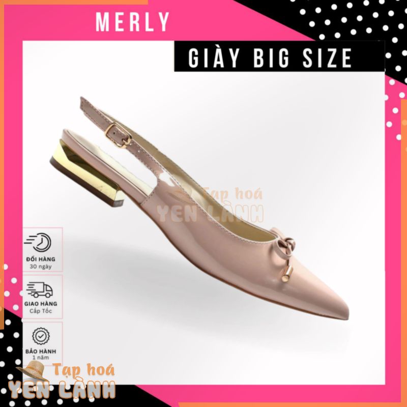 Giày big size  Giày Slingback Mũi Nhọn Nơ Merly 1485 Giày Bệt Nữ Mũi Nhọn, Giày Búp Bê Nữ, Giày Công Sở Nữ Êm Chân, Giày