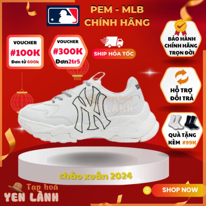 [Chính Hãng ] Giày MLB chính hãng NY trắng độn đế 6-7cm, giá tốt cực đẹp, sang trọng, phát hiện fake đền x3 chuẩn authen