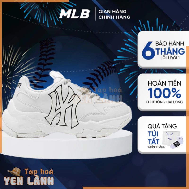 [ FULLBOX HIDDENTAG ] Giày MLB Chunky BigBall NY White (Trắng) Độn Đế Chính Hãng. Giày Thể Thao Nam Nữ Độn Đế Chính Hãng