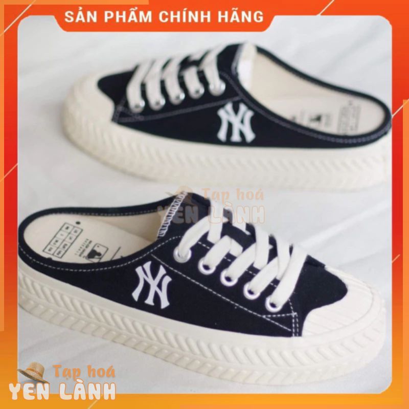 (REAL NEW 100%) Giày đạp gót Sneaker MLB Playball Origin Mule NY Đen Black