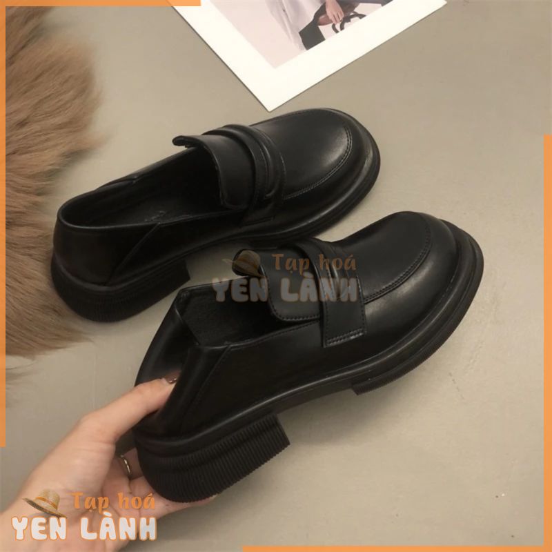 Giày Lười Nữ Loafer Da Mềm, Giày Loafer Moca Nữ Siêu Nhẹ Giày Mọi Mũi Vuông Tròn Đế 5cm 3cm Da Lì Bóng CÓ SẴN 1887