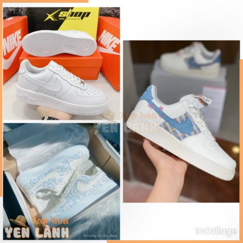 Giày _Nike Air Force 1, Giày AF1 Đổi Màu, vải xanh, Full Trắng Nam Nữ Bản Cao Cấp Đủ Size 36-44 Cân Mọi Outfit