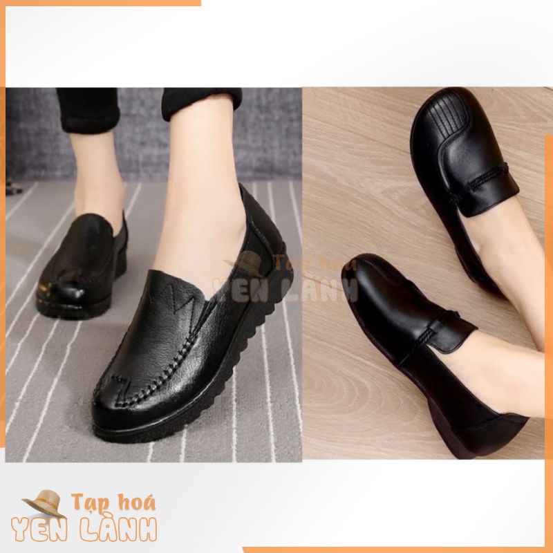 [SIÊU MỀM ÊM CHÂN] Giày mọi nữ, slip on đế thấp vân chỉ đi bộ nữ trung niên S091