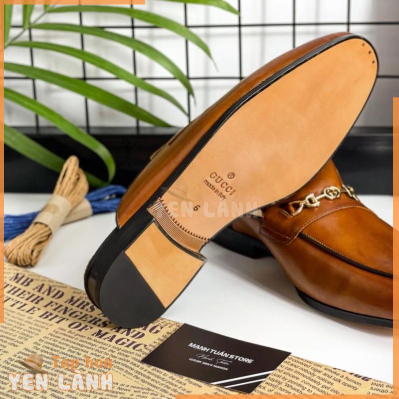 Sục nam cao cấp – Giày mules Gucci nam Da bò nguyên miếng, đế gỗ sồi cùng quai kim loại cực kì sang trọng SN08