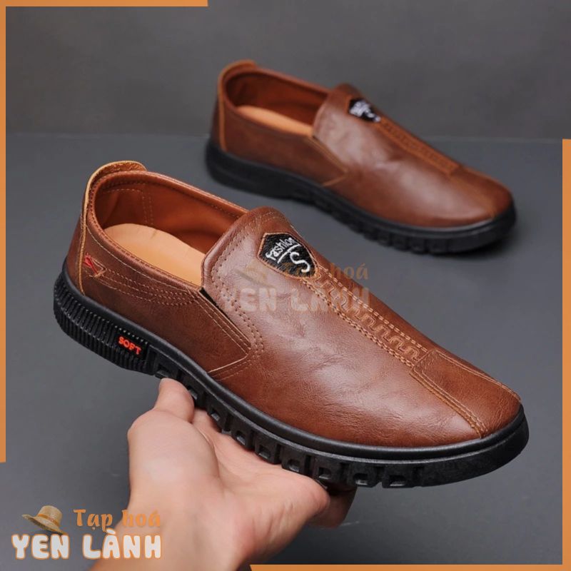 Giày da nam slip on s mules thời trang giày da đế thấp đế dày