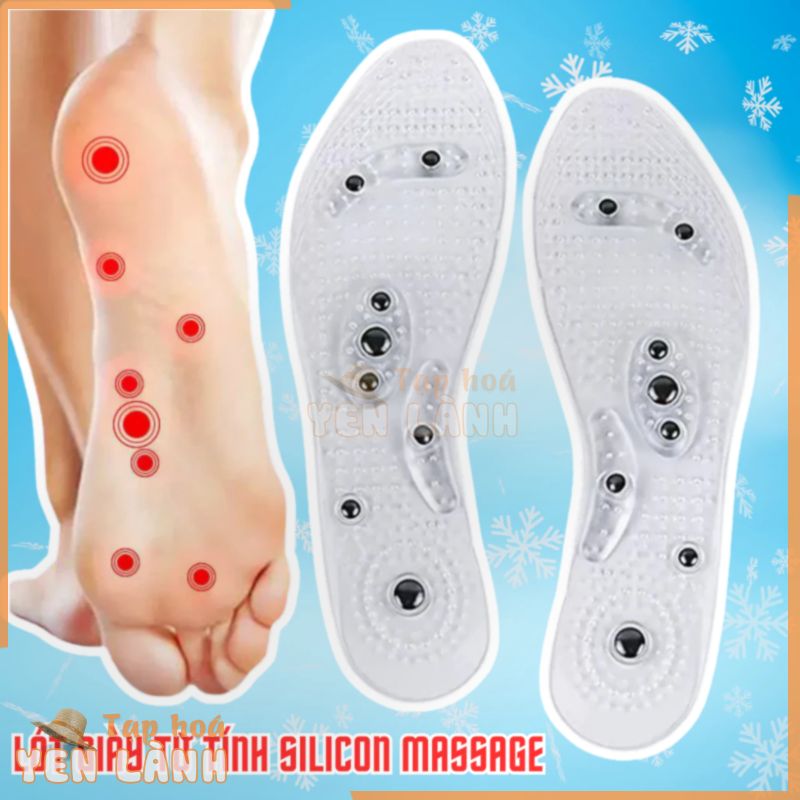 Lót giày trị liệu từ tính massage chân . Lót giày từ tính silicon có 8 hạt sắt massage chân Nam Nữ