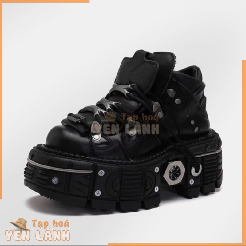 Giày da – Boots da New Rock tán đinh bản NÂNG CẤP màu đen [ ORDER ]