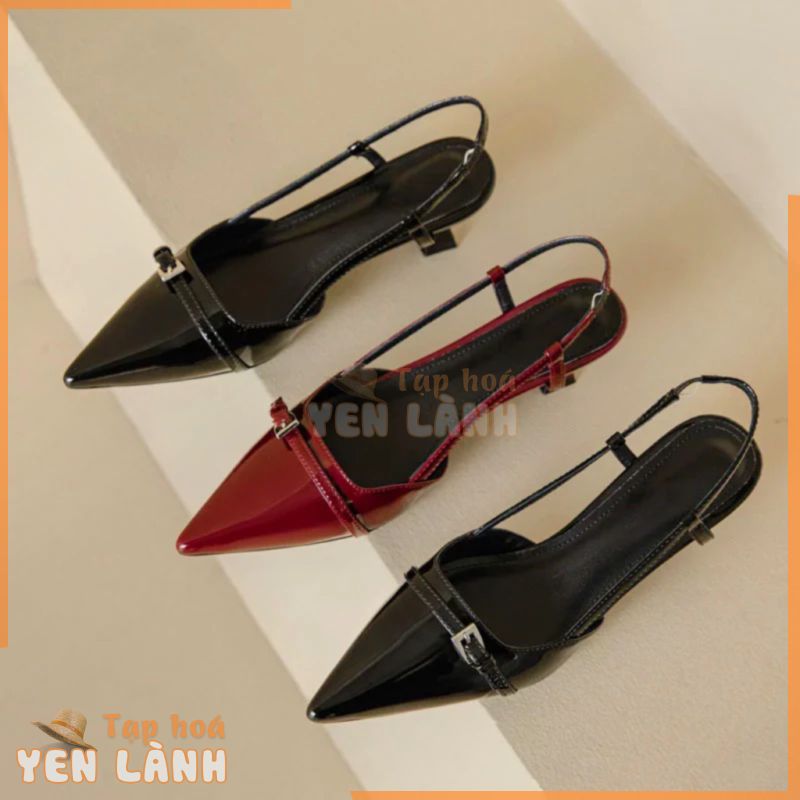 Giày cao gót giày Slingback nữ mũi nhọn gắn khoá nhỏ cao 4cm có bigsize 40 41 42 cho nàng ngoại cỡ – Toffly Shoes