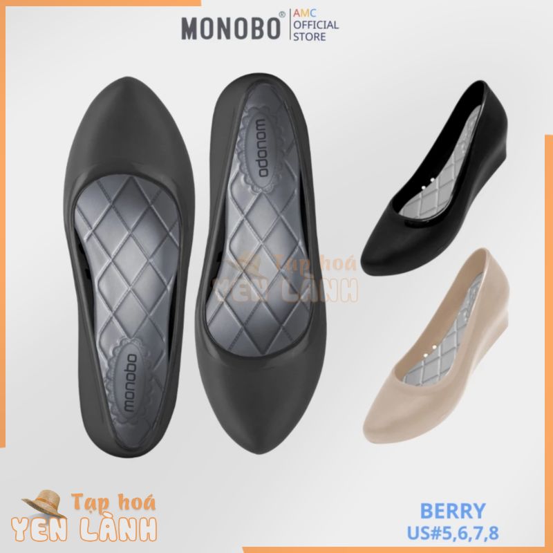 Giày Thái Lan Nữ Nhựa Dẻo Đi Mưa Đế Xuồng Cao Monobo – Berry