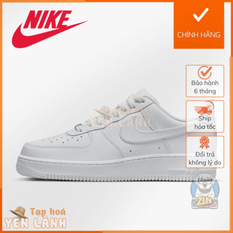 [ CHÍNH HÃNG ] Giày Nike Air Force 1 AF1 trắng cổ thâp cho Nam và Nữ, bản cổ điển phân phối bởi Zinshoedog