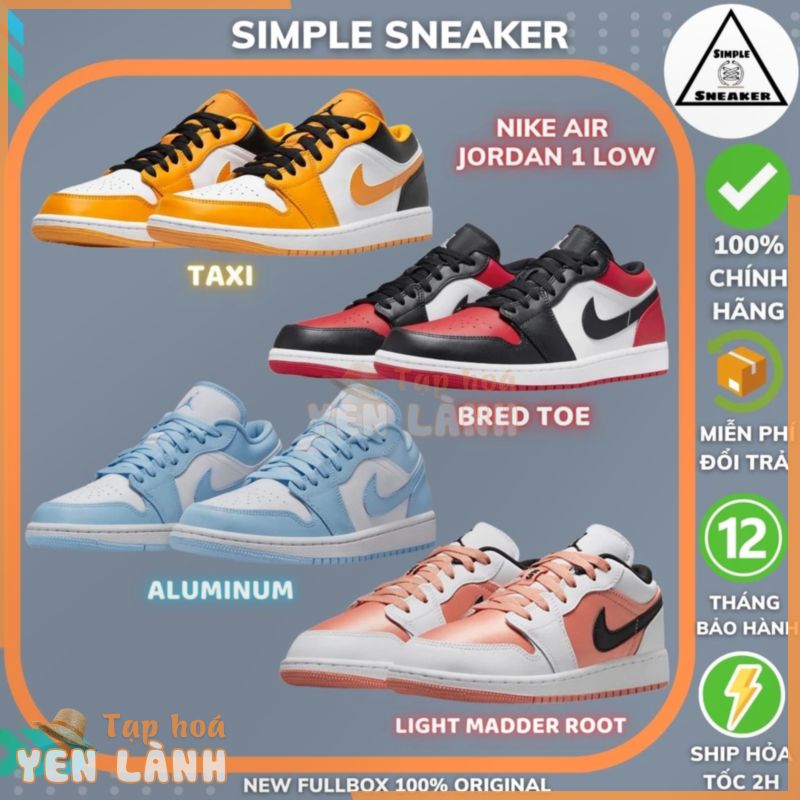 Giày Jordan 1 Low Nữ Chính Hãng  SIMPLE SNEAKER  Nike Air Jordan 1 Cổ Thấp Hồng -Vàng-Xanh [DC0774-141 – 553560-701 ]