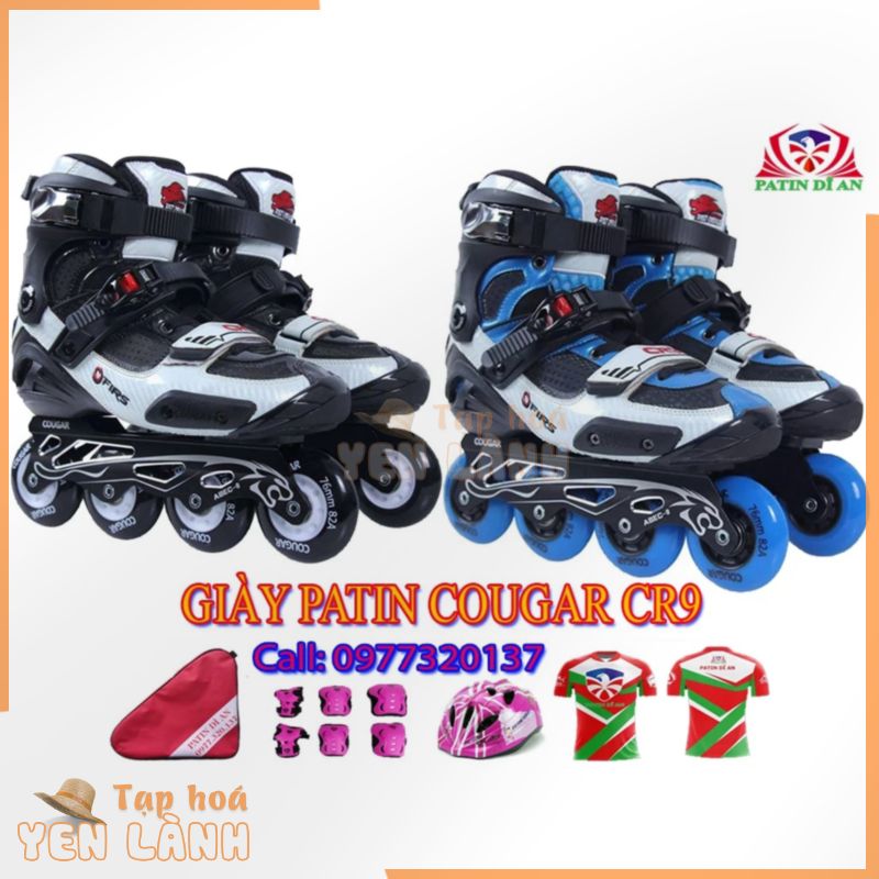 Giày Patin Cougar CR9 Cao Cấp Chính Hãng Tặng Kèm Combo Balo+ bảo hộ V5+ Vớ nike+8 Bánh đèn skates (Có 2 Màu)(FREESHIP)