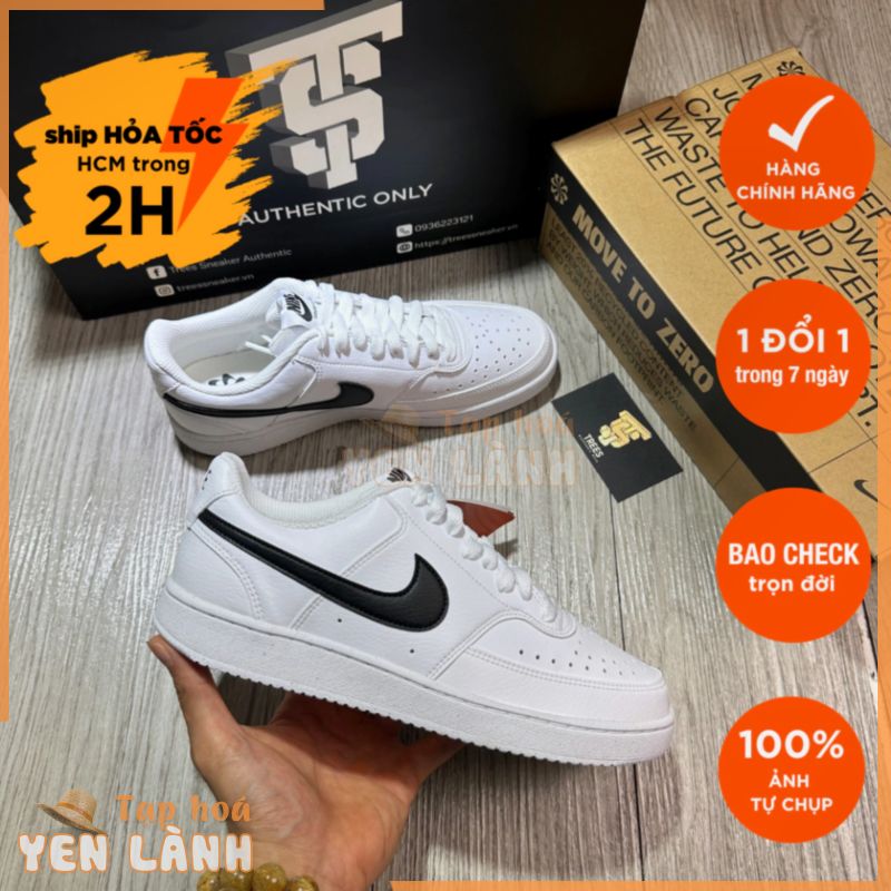 [CHÍNH HÃNG] Giày thể thao NIKE COURT VISION LOW NEXT NATURE WHITE BLACK LOGO DH2987 101 Full Box Tag Auth