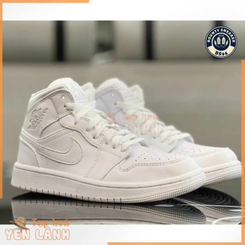 Giày Thể Thao Nike Jordan 1 Mid Triple White (Chính Hãng-Fullbox)