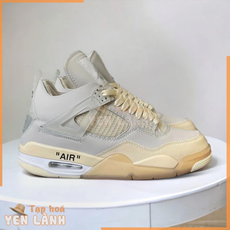 [Săn   Authentic] Giày Nike Air Jordan 4 Retro Off-White Sail – Sneaker Thể Thao – Tặng Tất Vớ