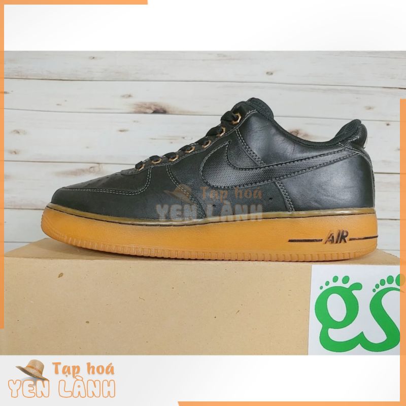 (Size 46) Giày thể thao Chính Hãng 2hand Nike Air Force 1 Low BLACK/SAIL/GUM LIGHT BROWN `