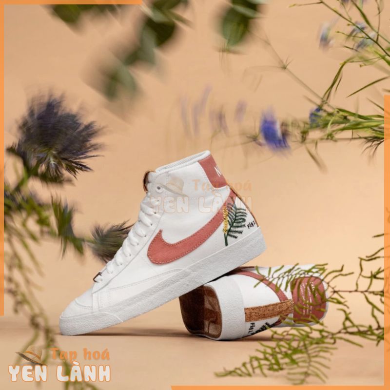 Giày thể thao nữ cổ cao chính hãng Nike Blazer Mid 77 họa tiết thêu hoa Catechu