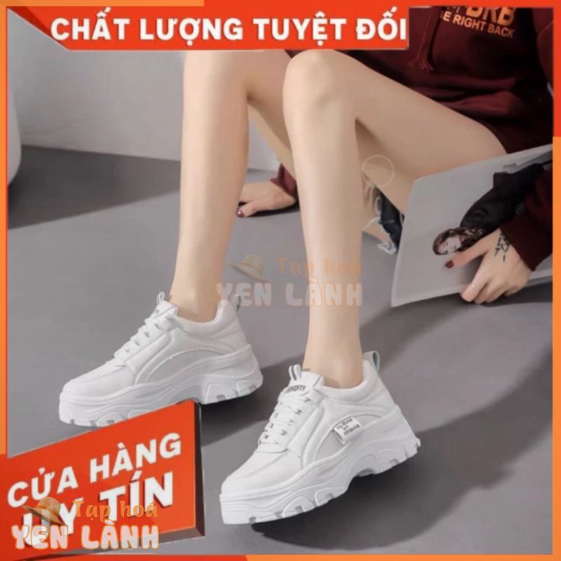 Giày thể thao sneaker nữ giá rẻ cổ thấp độn đế 5cm ,giày nữ màu trắng giúp tăng chiều cao hiệu quả – Hàng nhập khẩu