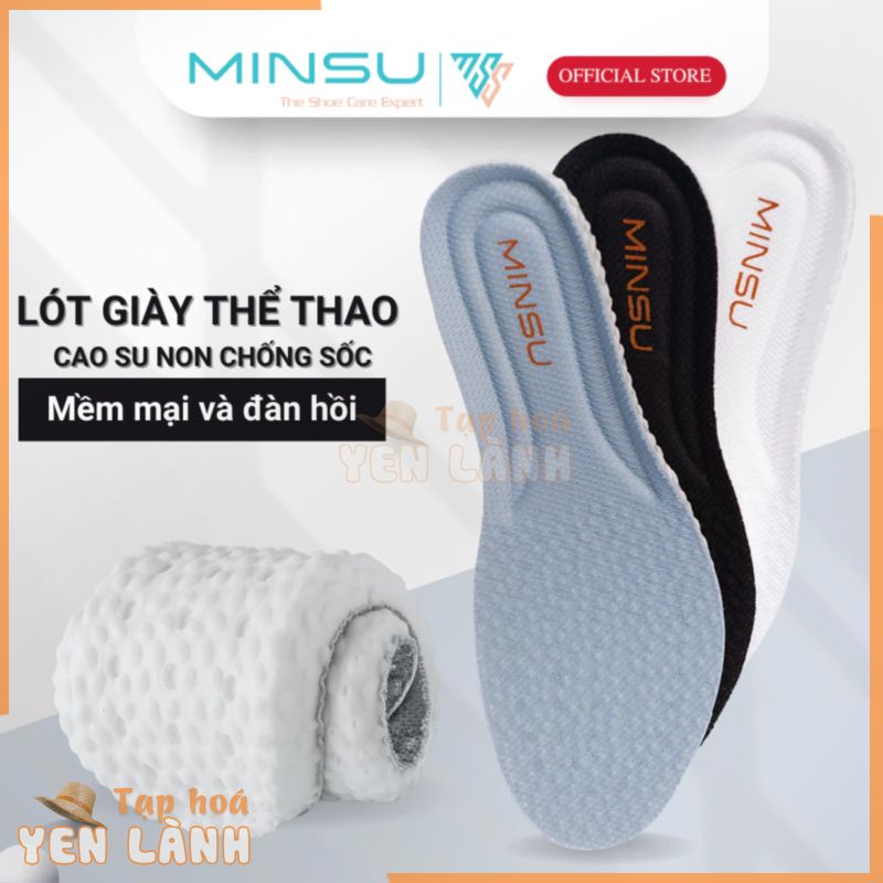 Lót Giày Thể Thao Cao Su Non Nam Nữ Cao Cấp Chính Hãng MINSU M2355, Khử Mùi, Thoáng Khí, Ngăn Vi Khuẩn