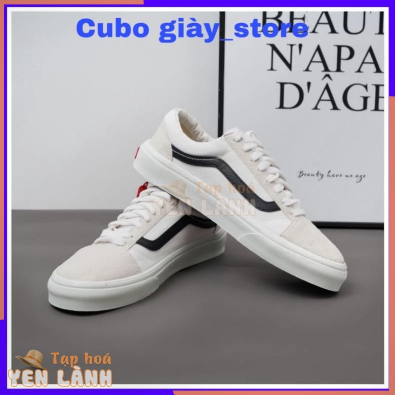 Giày Vans Old Skool Trắng Sọc Đen White Black Nam Nữ Trẻ Chung Phong Cách Mẫu Mới 2022 Hàng Full Box