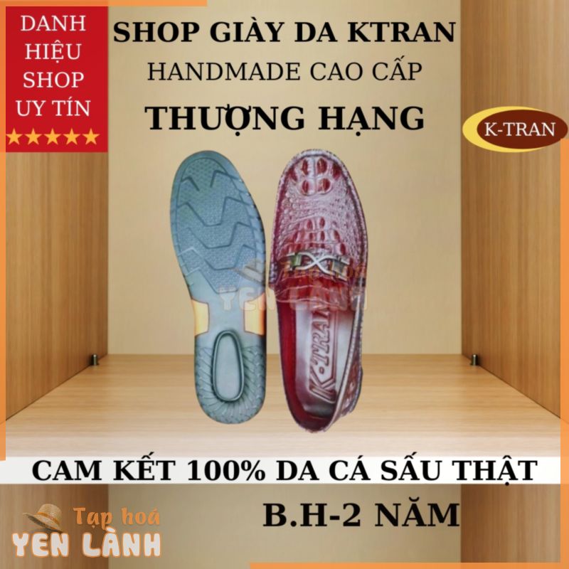 Giày lười nam da cá sấu mã K03, giày tây nam công sở chất liệu da cá sấu màu nâu mận châu phi,hàng việt nam cao cấp