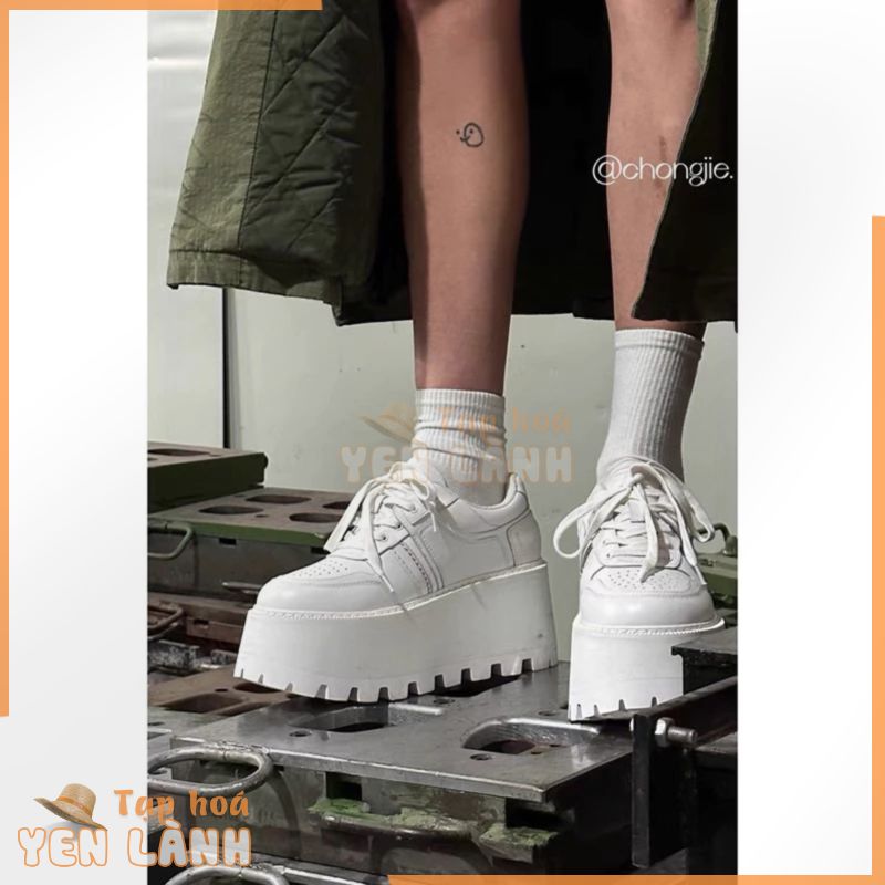 (SẴN TRẮNG KEM TRƠN 39,40) GIÀY SNEAKER S130 PLATFORM ĐẾ CAO 6.5CM PHONG CÁCH RETR