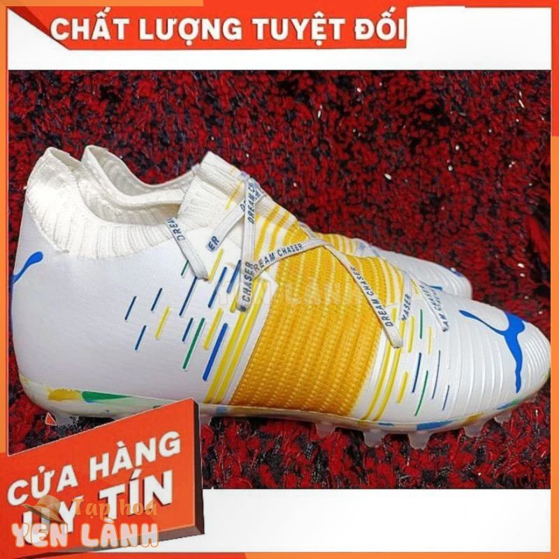 ( Khâu đế+Vớ+Túi rút )Giày đá bóng Puma Future Z 1.1 Đinh MG Màu Trắng Vạch Cam Bản Cao Cấp