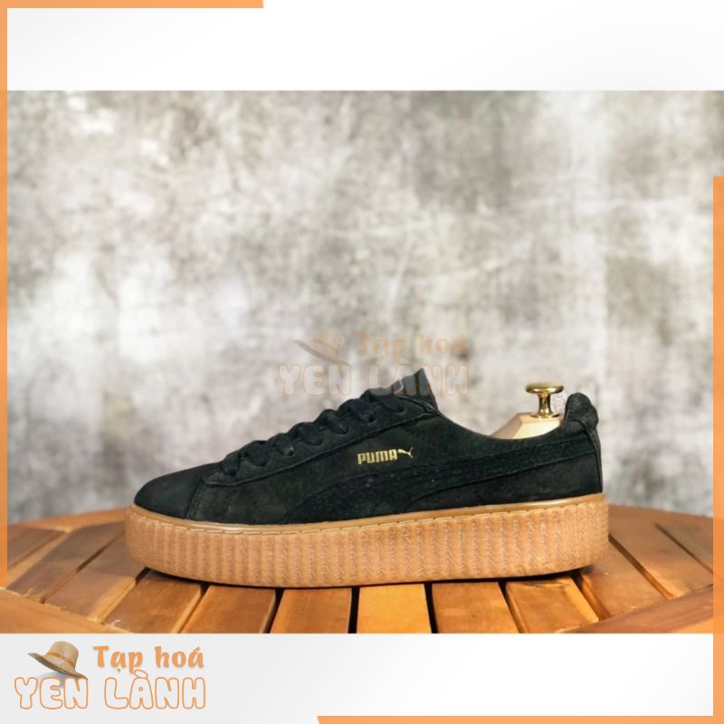 (Size 39) Giày Thể Thao Chính Hãng 2hand PUMA WOMENS FENTY BY RIHANNA BLACK SUEDE CREEPER `