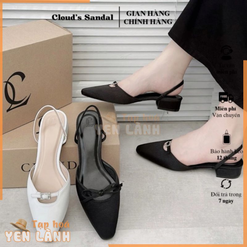 Giày bít mũi nữ đính nơ, khóa quai hậu mảnh Cloud’s Sandal