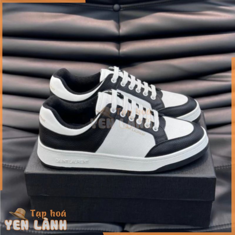 Giày Thể Thao Saint Laurent Da Bò Cao Cấp, Giày Sneakers Nam Saint Laurent Trắng/Đen/Ghi Phong Cách