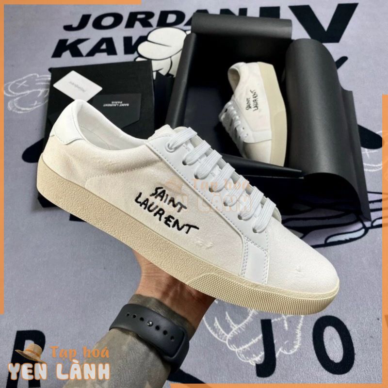 Giày Thể Thao Sneaker Saint Laurent Court Classic ‘Cream” Full Box , Giày Thể Thao Nam Nữ Saint Laurent Màu Kem Trắng