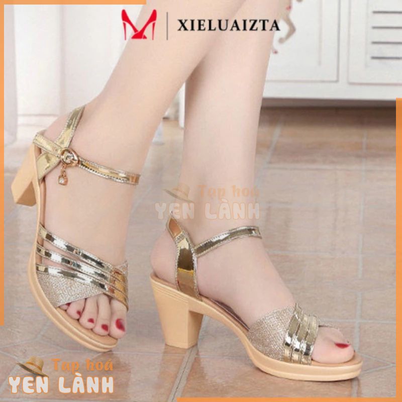 Giày sandal cao gót XIELUAIZTA đế vuông 7cm big size 35-42