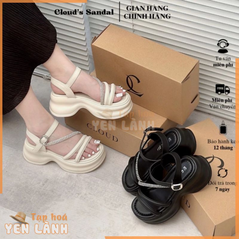 Giày sandal 6cm dây chéo hạt phong cách nữ Cloud’s Sandal