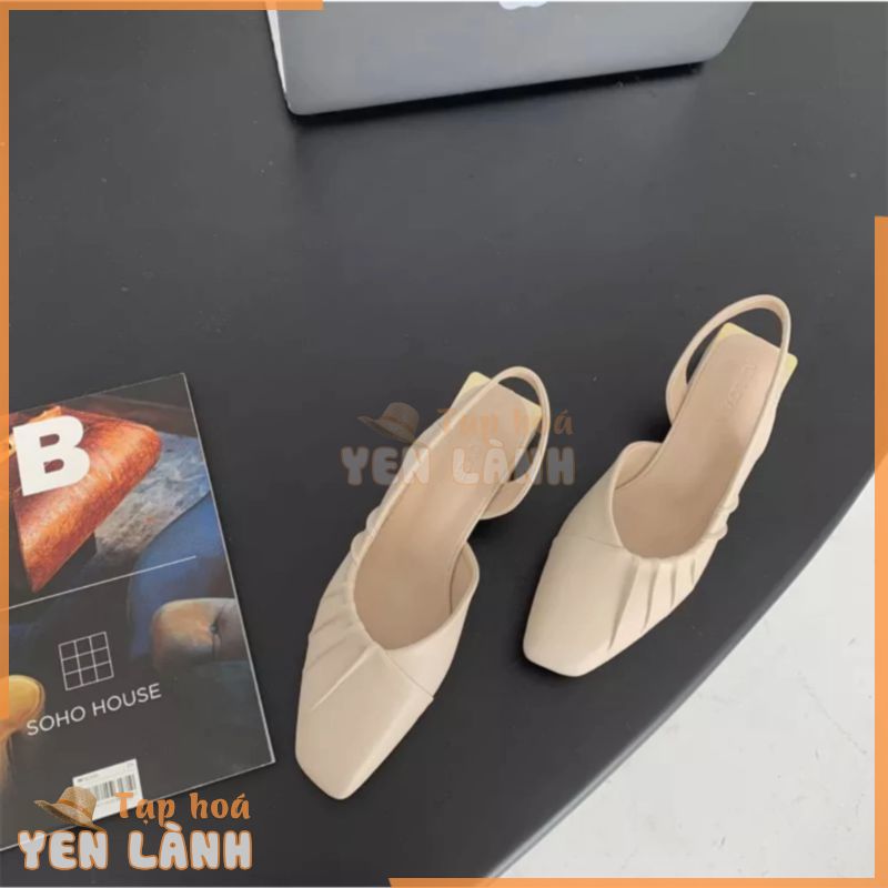 [SẮN HÀNG] Giày bệt nữ sandals đế vuông hở gót cao 3cm phong cách Hàn Quốc 2024