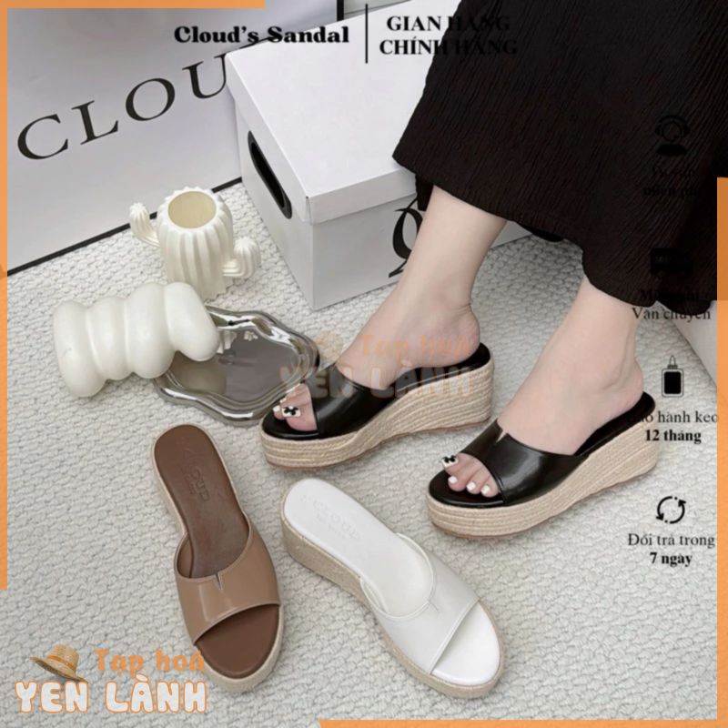 Giày đế xuồng cói 6cm quai ngang bầu kiểu dáng thời trang dành cho nữ Cloud’s Sandal
