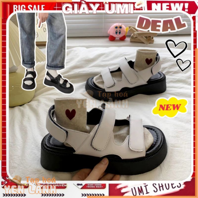 [LOẠI 1] GIÀY SANDAL NỮ QUAI DÁN  Đế Cao 4cm Hàn Quốc Màu Đen/Trắng Xang đan thời trang mới hot có quai hậu đi học