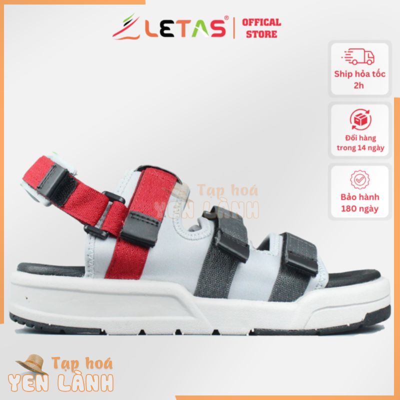 Giày sandal nam nữ unisex letas D1001, dép quai hậu 3 quai, xăng đan đi học đi chơi màu đỏ tro