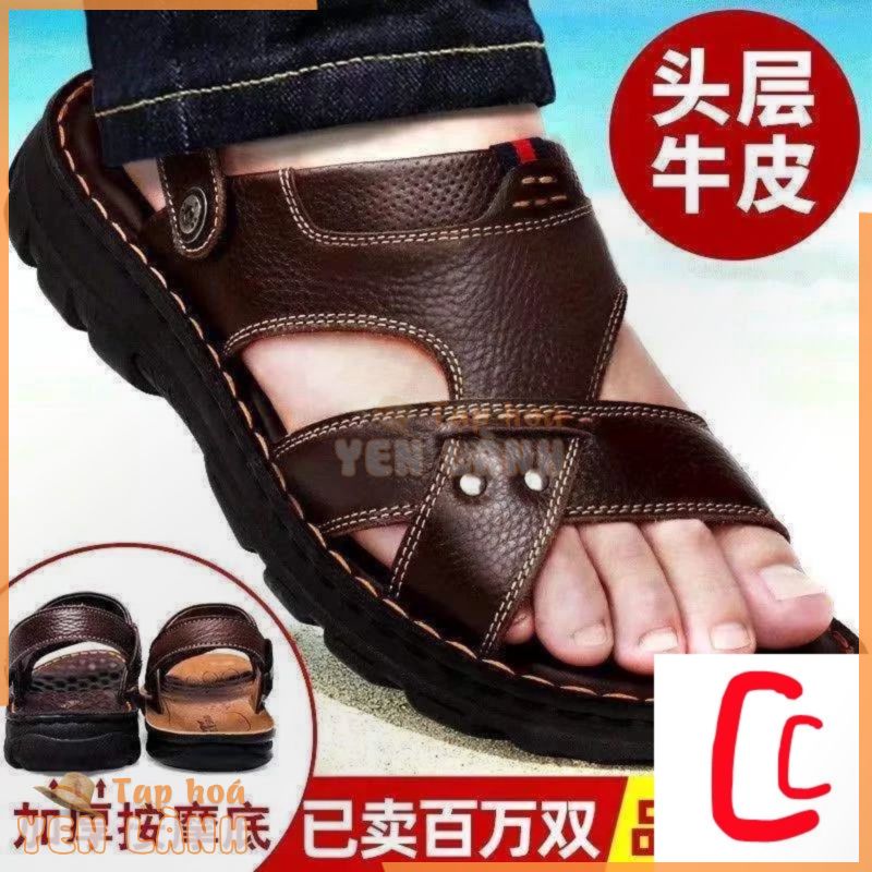 Giày Sandal Da Bò Thật Thời Trang Mùa Hè Cho Nam Trung Niên